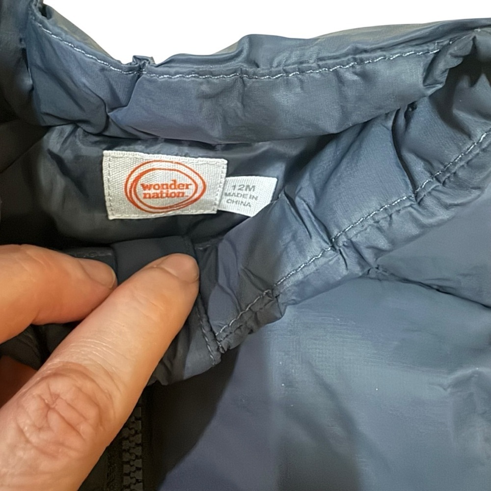 Wonder Nation Baby Size 12 Months Puffer Vest Quilted Full Zip w. Pockets Blue - Picture 3 of 4